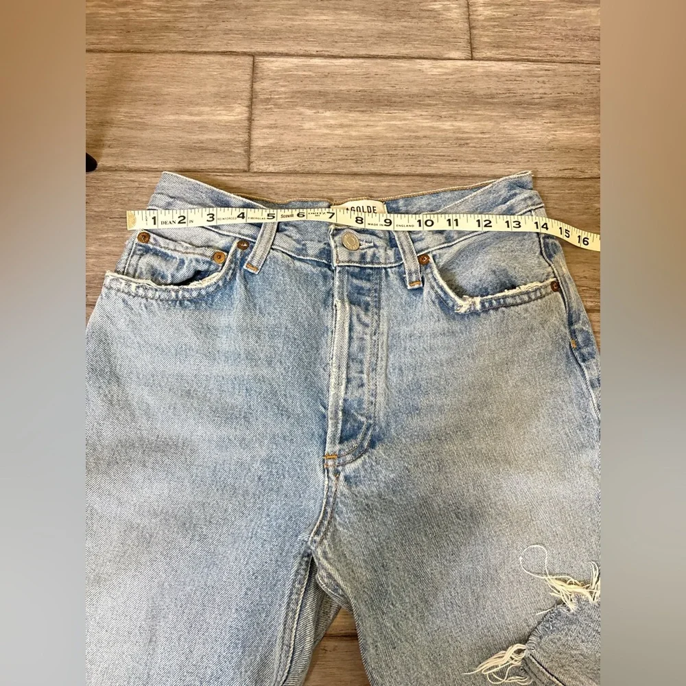 Agolde Curio Mid Rise Relaxed Boot Organic Cotton Distressed Jeans - Picture 10 of 12